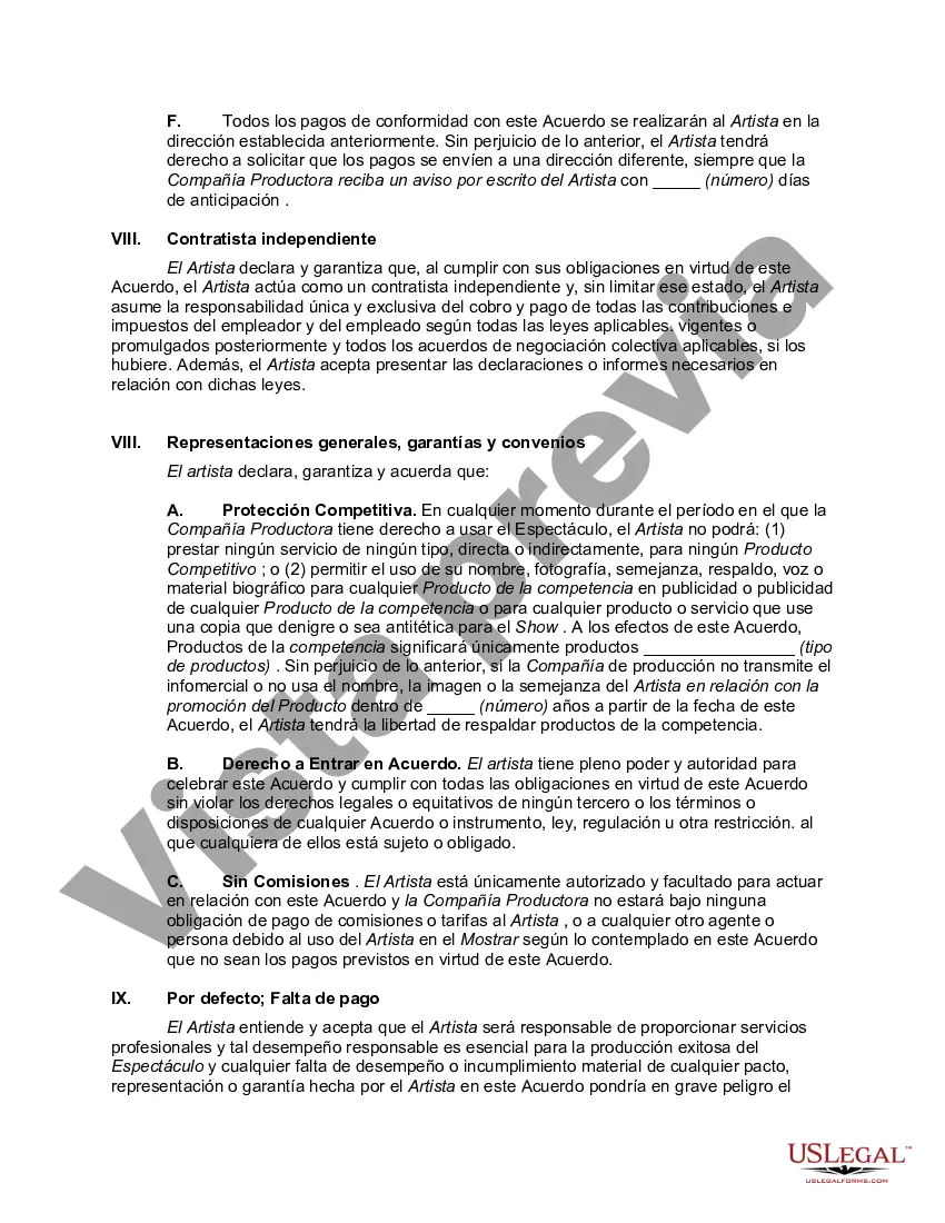 Preview Contrato entre Productora de Publicidad Televisiva y Actor para realizar Infomercial