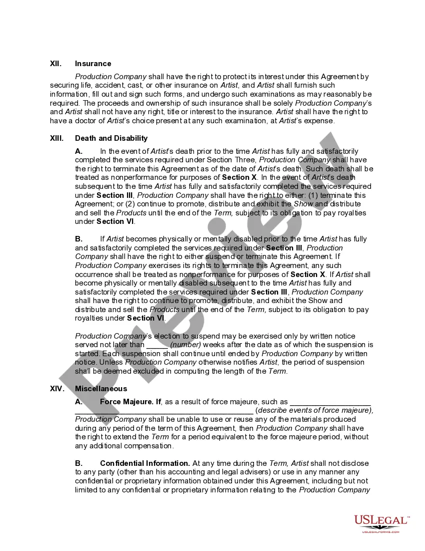 Get Contract between Television Advertising Production Company and Actor to do Infomercial Preview Contract between Television Advertising Production Company and Actor to do Infomercial