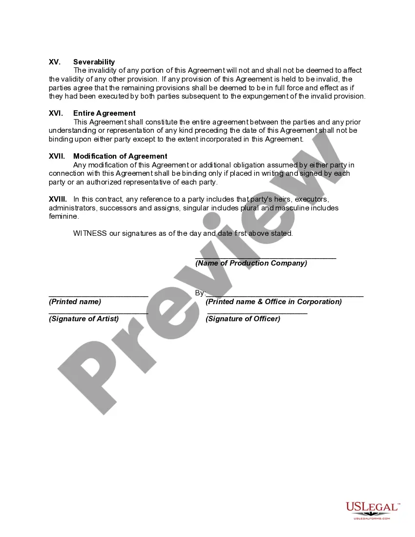 Get Contract between Television Advertising Production Company and Actor to do Infomercial Preview Contract between Television Advertising Production Company and Actor to do Infomercial