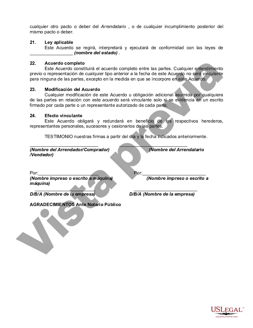 Preview Contrato de Arrendamiento de Tienda con Opción de Compra al Finalizar un Cierto Periodo de Tiempo - Arrendamiento o Renta con Opción a Compra