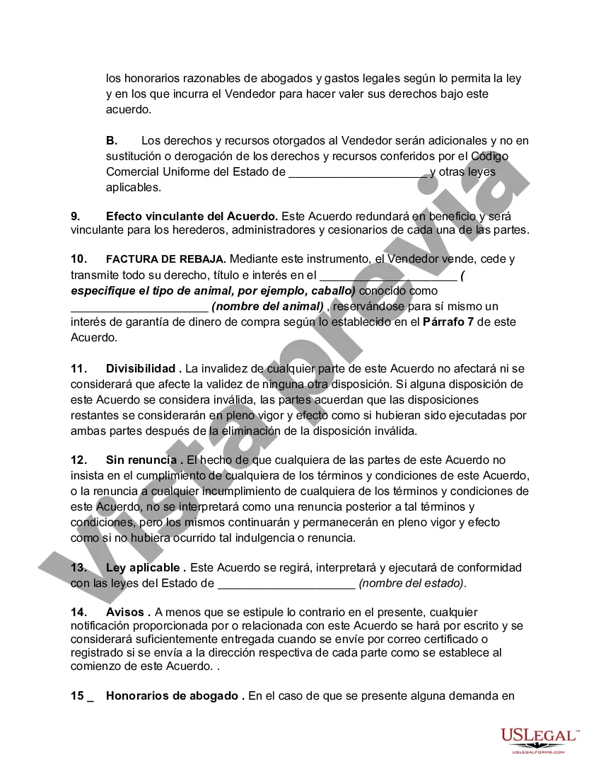 Preview Acuerdo o contrato para vender animales con pedigrí con acuerdo de seguridad y factura de venta