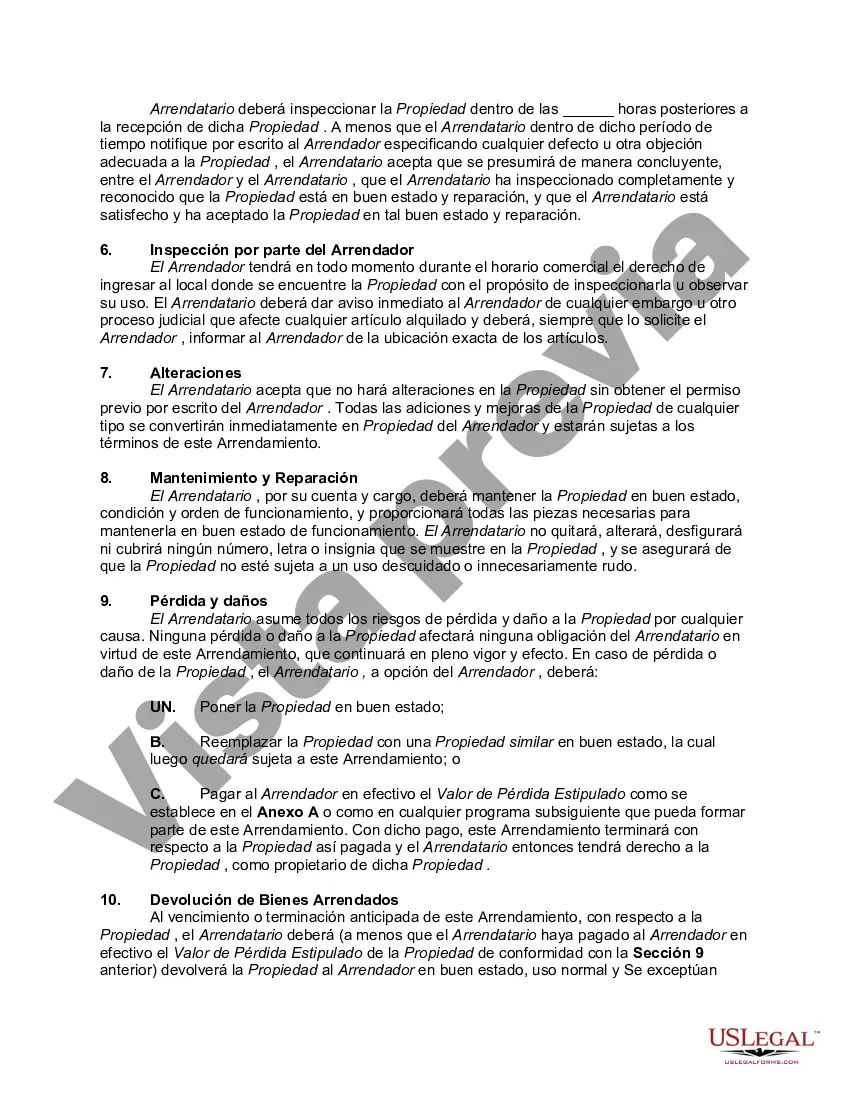 Preview Contrato de Arrendamiento o Arrendamiento de Bienes Muebles de Electrónica de Consumo, Electrodomésticos y Accesorios con Opción de Compra y Posesión - Arrendamiento o Renta con Opción a Posesión