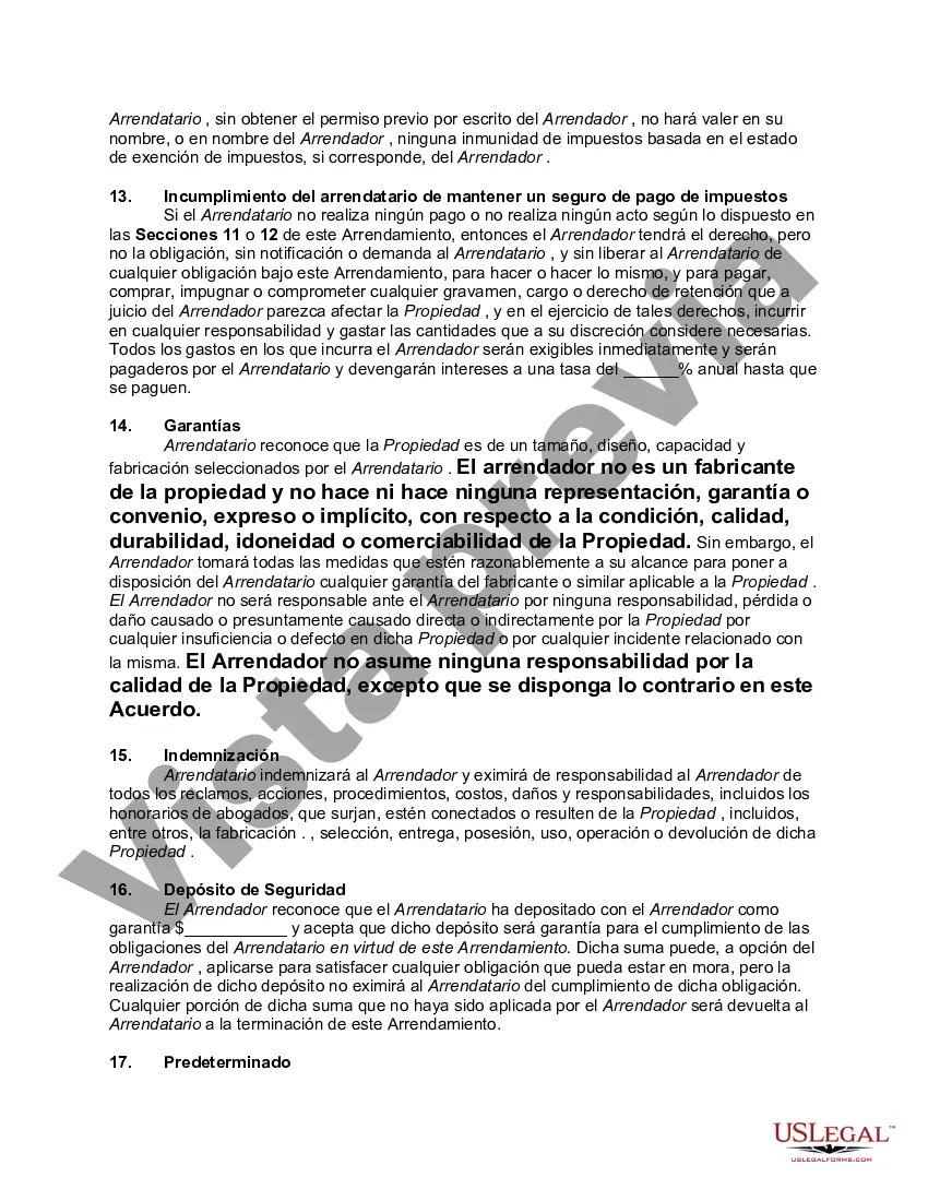 Preview Contrato de Arrendamiento o Arrendamiento de Bienes Muebles de Electrónica de Consumo, Electrodomésticos y Accesorios con Opción de Compra y Posesión - Arrendamiento o Renta con Opción a Posesión
