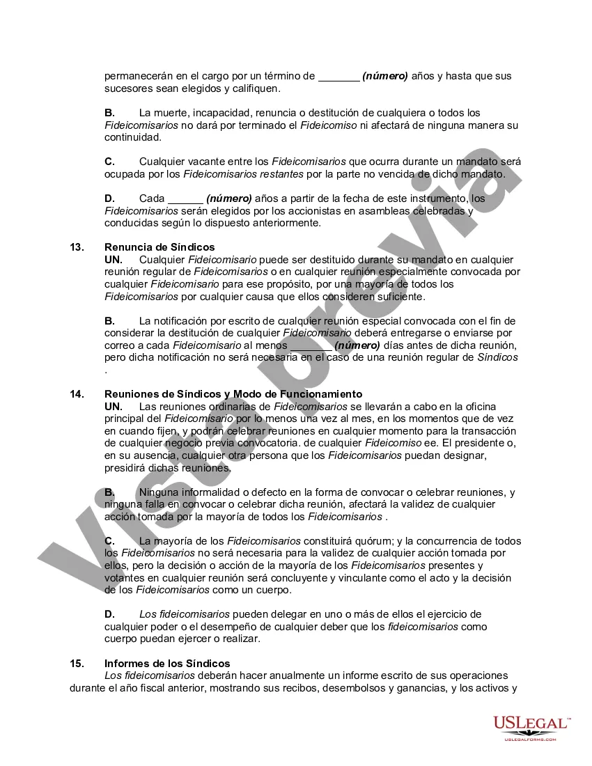 Preview Acuerdo y declaración de un fideicomiso comercial, también conocido como fideicomiso comercial de Massachusetts