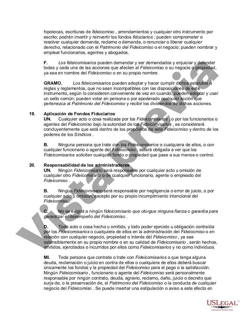 Preview Acuerdo y declaración de un fideicomiso comercial, también conocido como fideicomiso comercial de Massachusetts