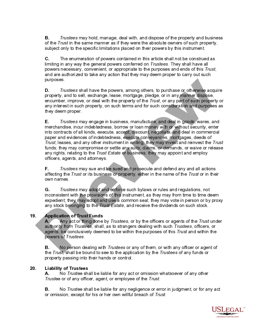 Get Agreement and Declaration of a Business Trust - also Known as a Massachusetts Business Trust Preview Agreement and Declaration of a Business Trust - also Known as a Massachusetts Business Trust