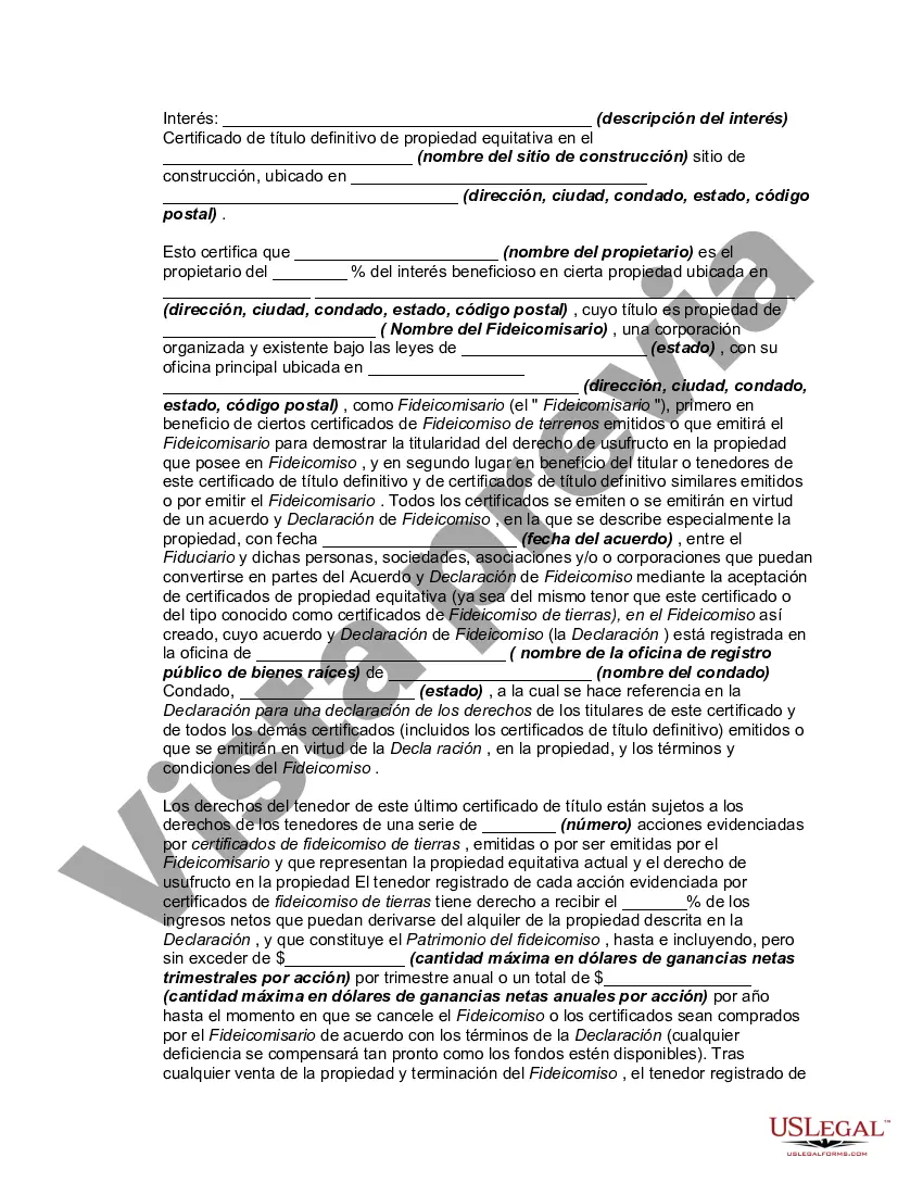 Preview Acuerdo y Declaración de un Fideicomiso Comercial de Bienes Raíces No Incorporado