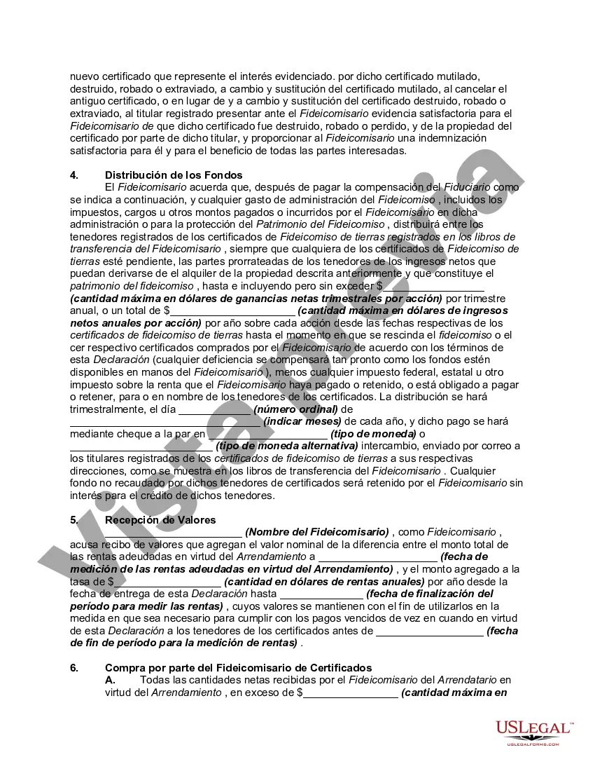 Preview Acuerdo y Declaración de un Fideicomiso Comercial de Bienes Raíces No Incorporado
