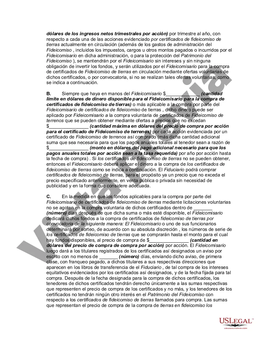 Preview Acuerdo y Declaración de un Fideicomiso Comercial de Bienes Raíces No Incorporado