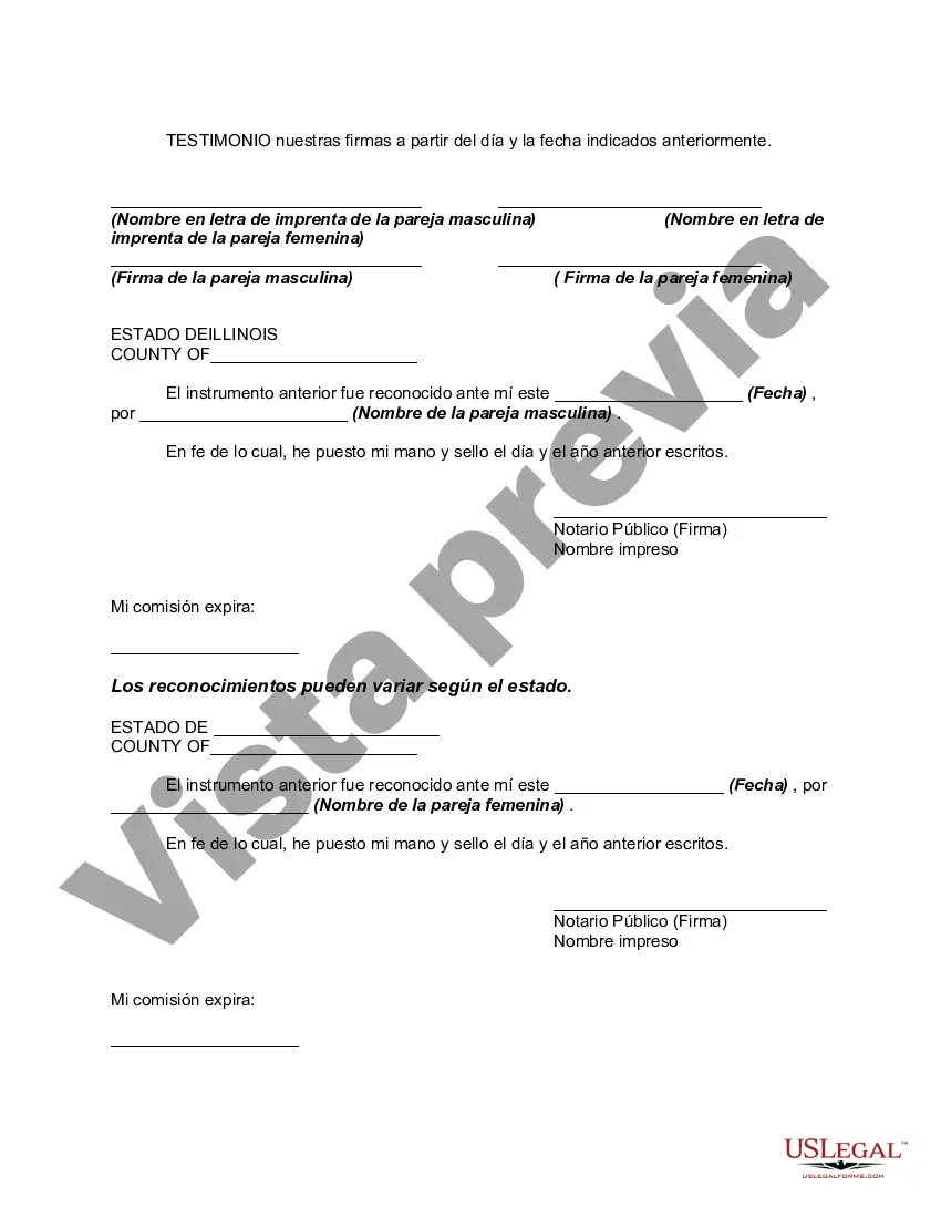Preview Acuerdo entre las partes que viven juntas pero permanecen solteras con respecto a la distribución de los ingresos por la venta de la residencia
