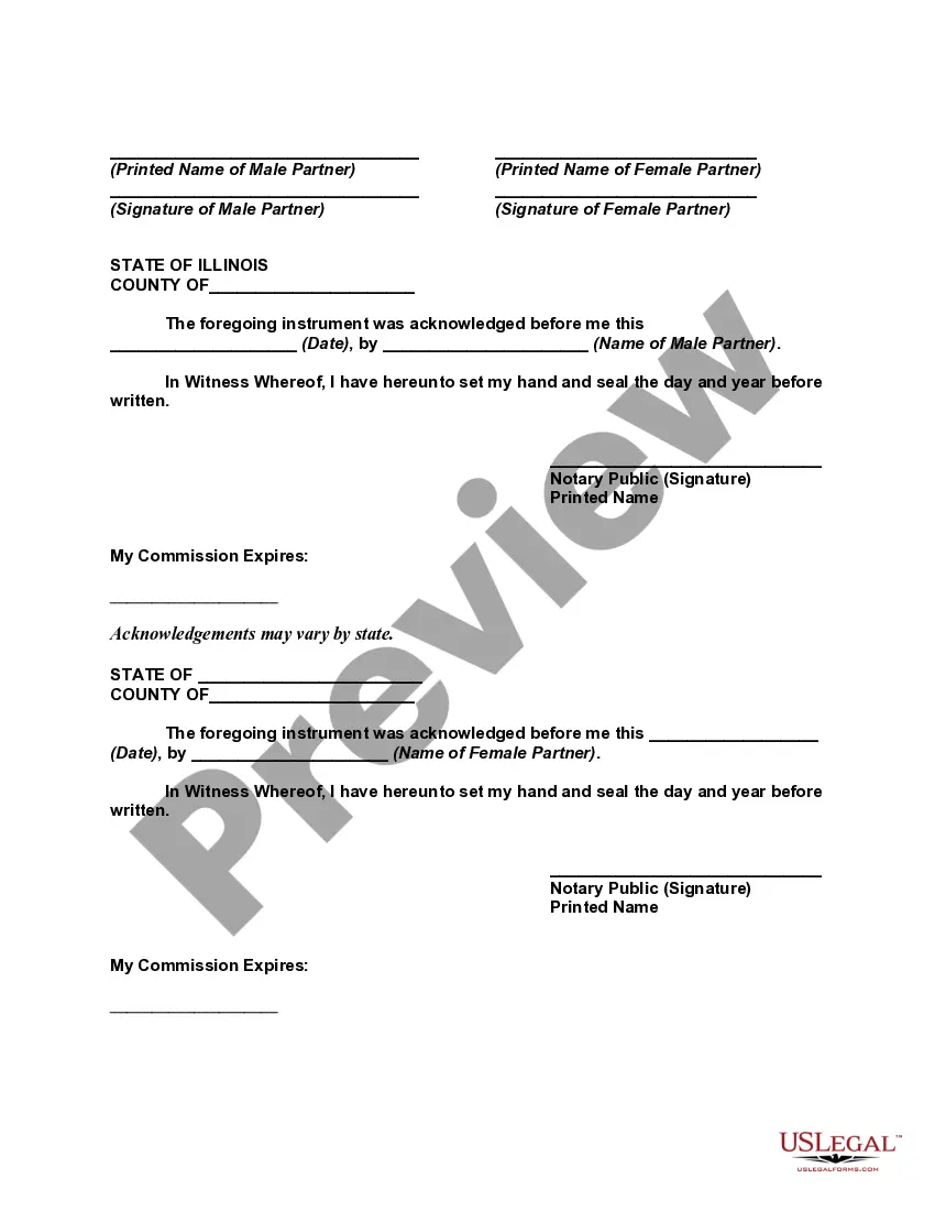 Preview Agreement between Parties Living Together but Remaining Unmarried with Regard to Distribution of Proceeds upon Sale of Residence