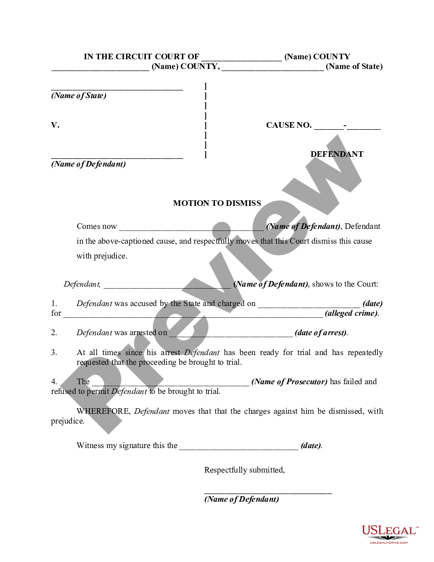 Example Of Motion To Dismiss