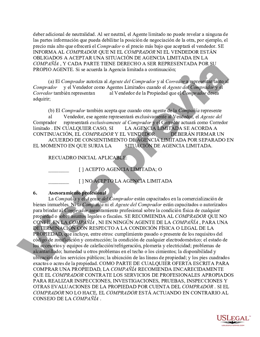 Preview Acuerdo exclusivo de agente comprador y divulgación de la agencia