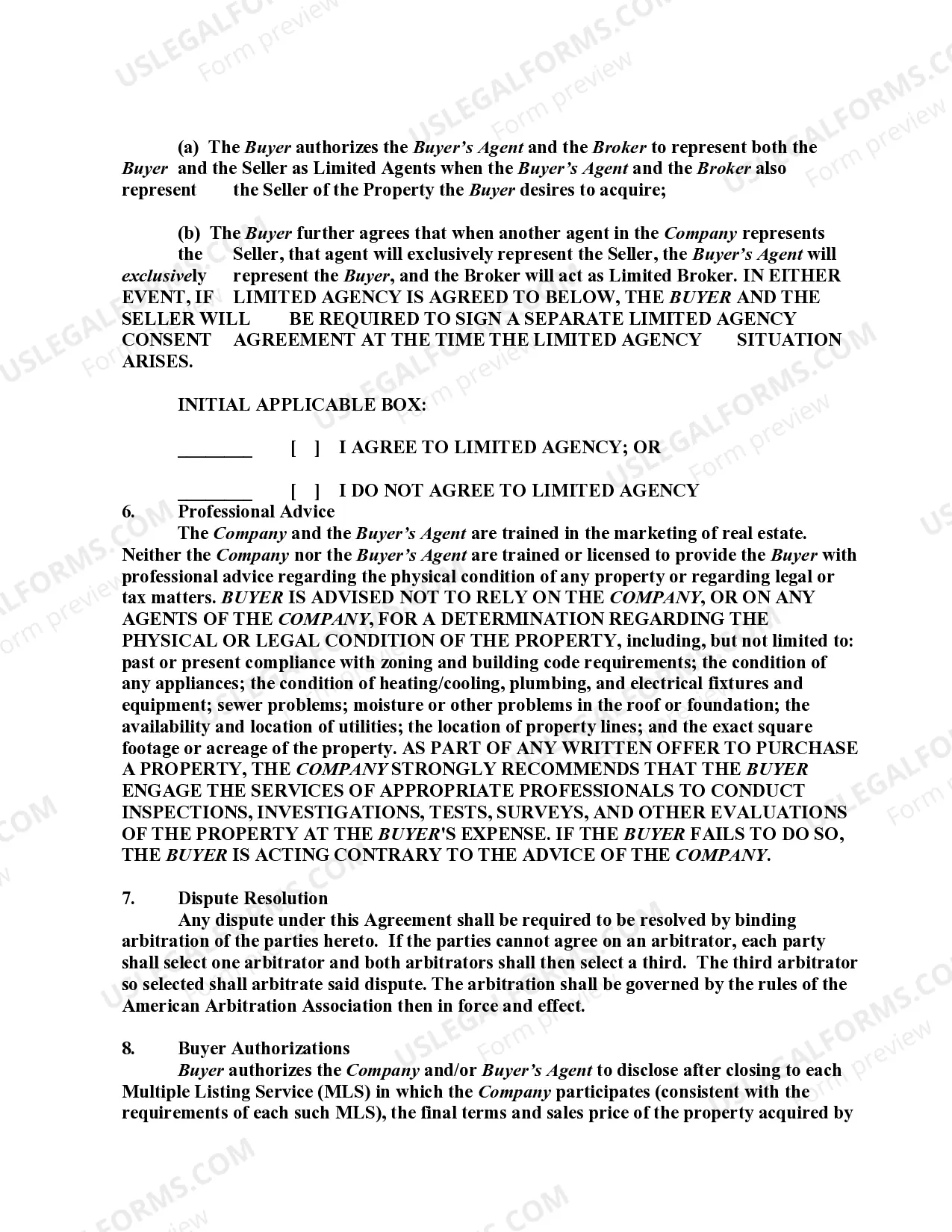 Preview Exclusive Buyer-Broker Agreement and Agency Disclosure
