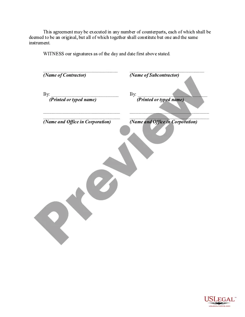 Get Agreement to Subcontract Steel Erection for the Steel Fabricator Preview Agreement to Subcontract Steel Erection for the Steel Fabricator