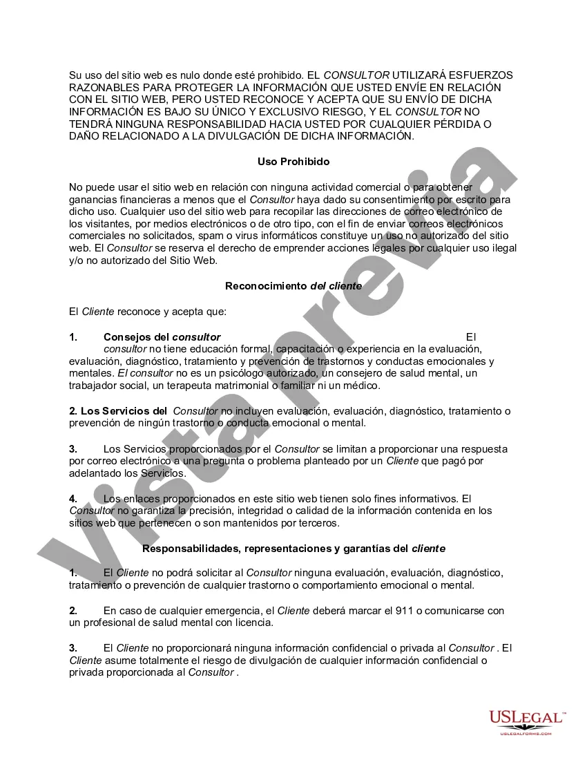 Preview Acuerdo de usuario de suscripción al sitio web para el servicio de asesoramiento en línea