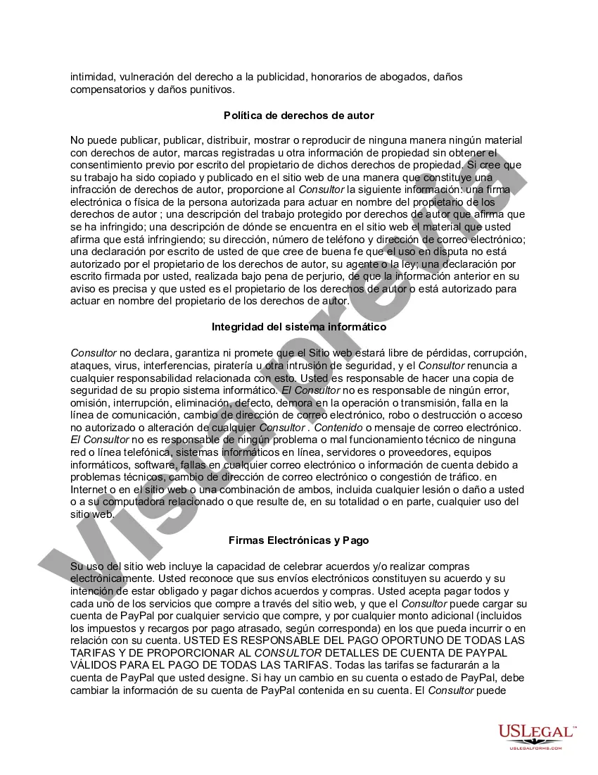 Preview Acuerdo de usuario de suscripción al sitio web para el servicio de asesoramiento en línea
