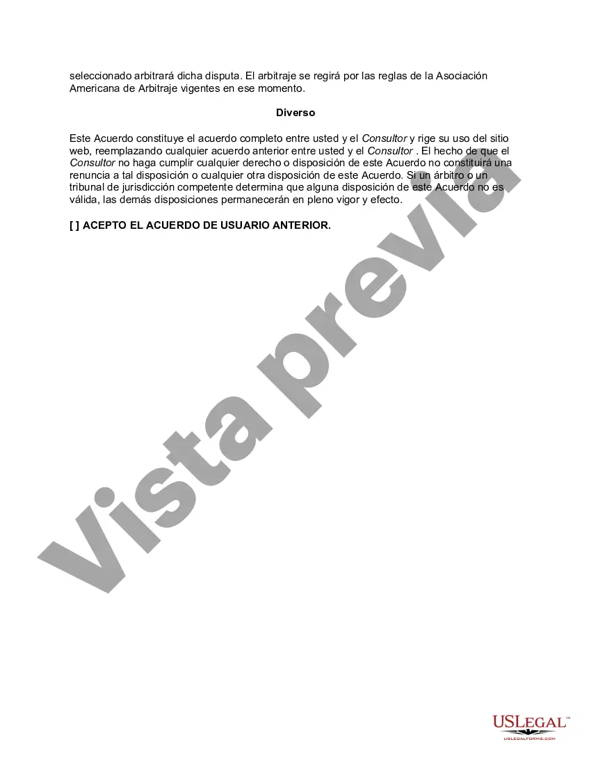 Preview Acuerdo de usuario de suscripción al sitio web para el servicio de asesoramiento en línea