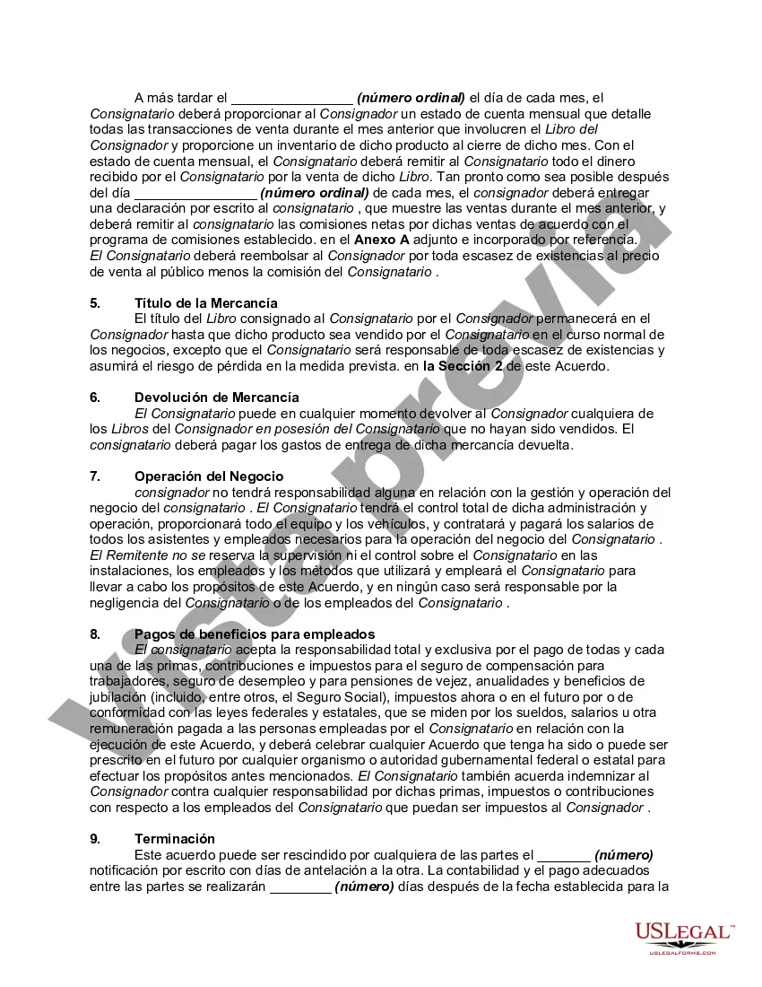 Preview Contrato de Venta de Libro en Consignación