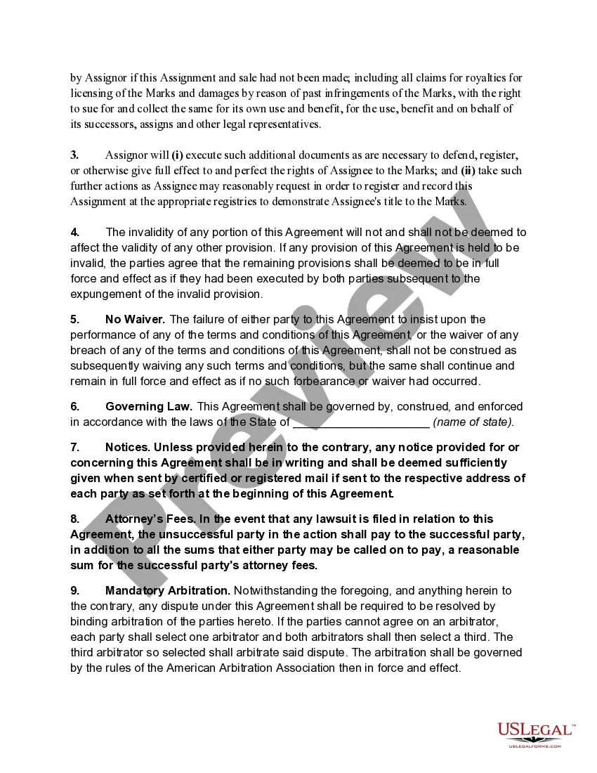 Preview Assignment of Trademark and Trade Dress