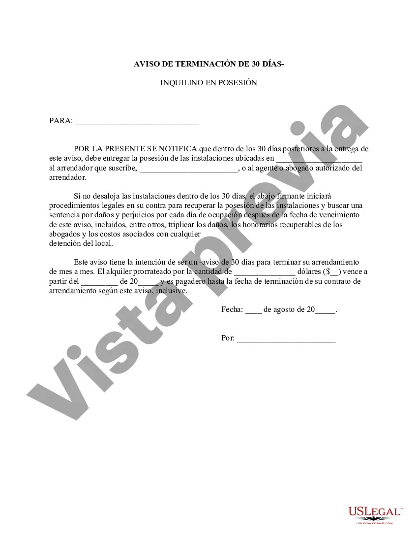 Preview Aviso de terminación de 30 días