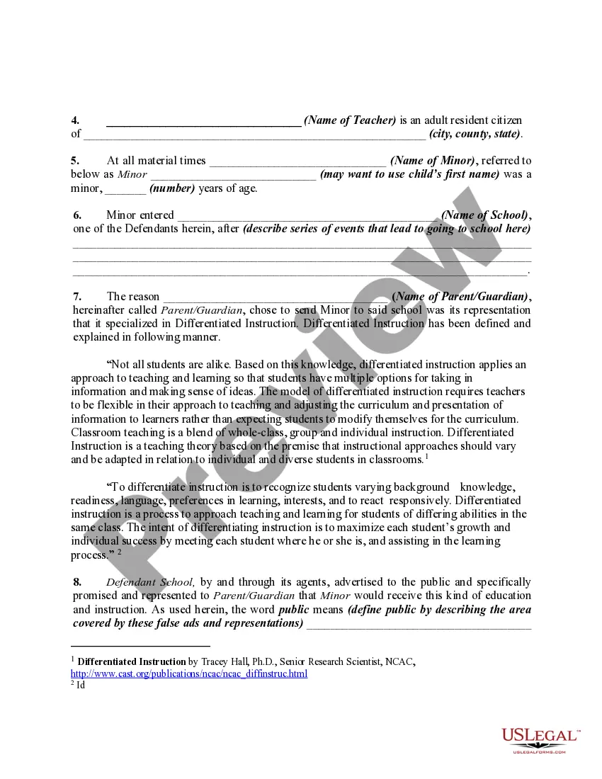 Get Complaint for Damages Against Private School and Others by Guardians of Minor for Fraud, Breach of Contract, and Conspiracy Preview Complaint for Damages Against Private School and Others by Guardians of Minor for Fraud, Breach of Contract, and Conspiracy