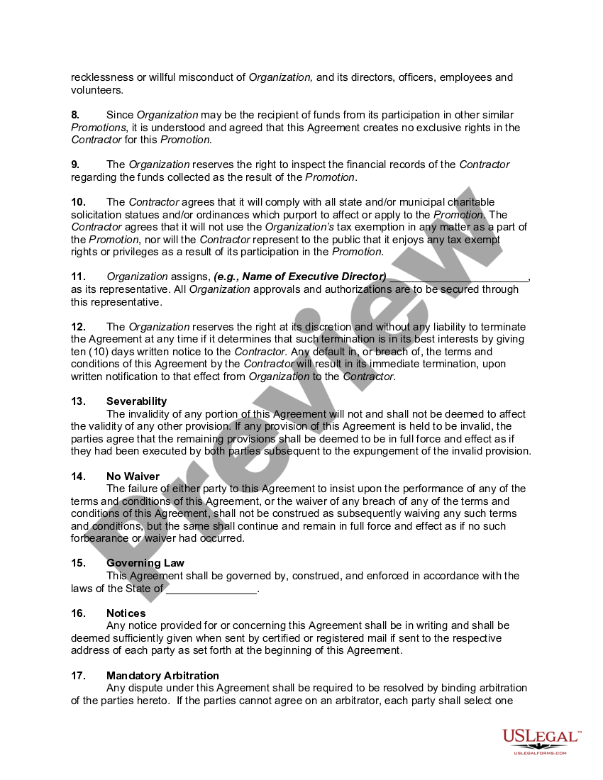 Texas Fundraising Agreement - Fundraising Agreement | US Legal Forms