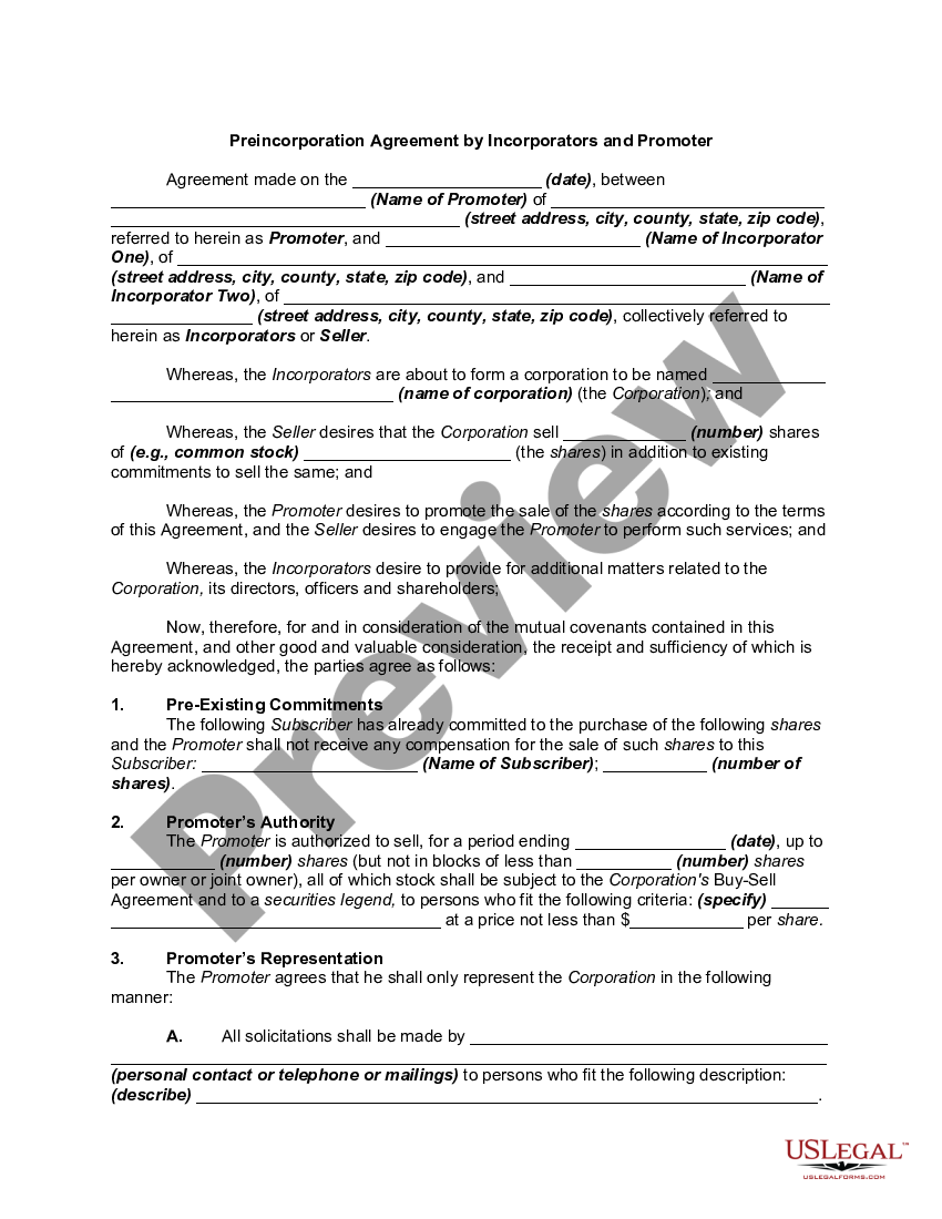 Agreement Promoters Contract For Taxi Driver | US Legal Forms