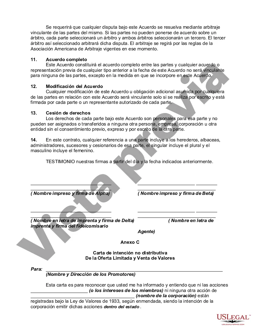Preview Acuerdo de Promoción con el Propósito de Recaudar Dinero para un Negocio