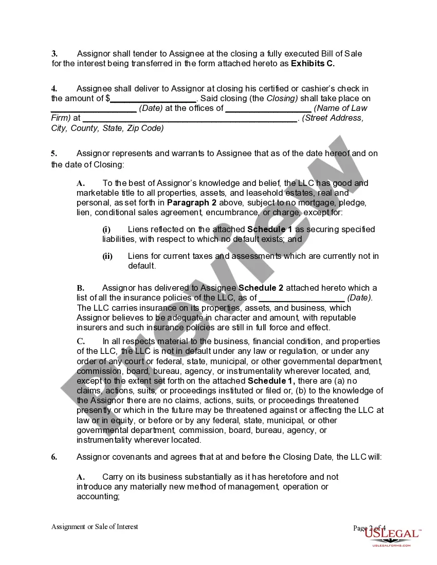 Get Assignment or Sale of Interest in Limited Liability Company (LLC) Preview Assignment or Sale of Interest in Limited Liability Company (LLC)