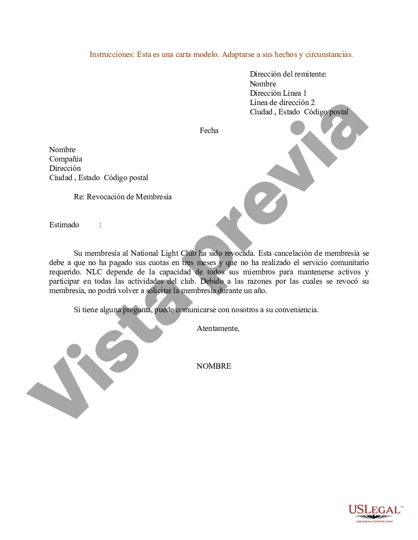 Preview Ejemplo de carta de revocación de membresía