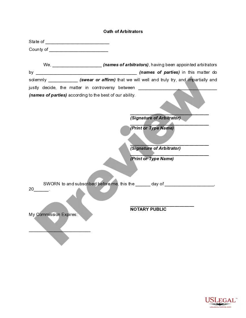 Get Oath of Arbitrators Preview Oath of Arbitrators