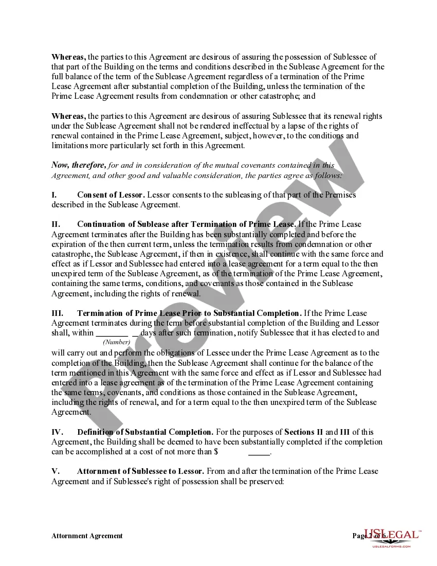 Get Attornment Agreement between Lessor and Sublessee of Lessee Preview Attornment Agreement between Lessor and Sublessee of Lessee