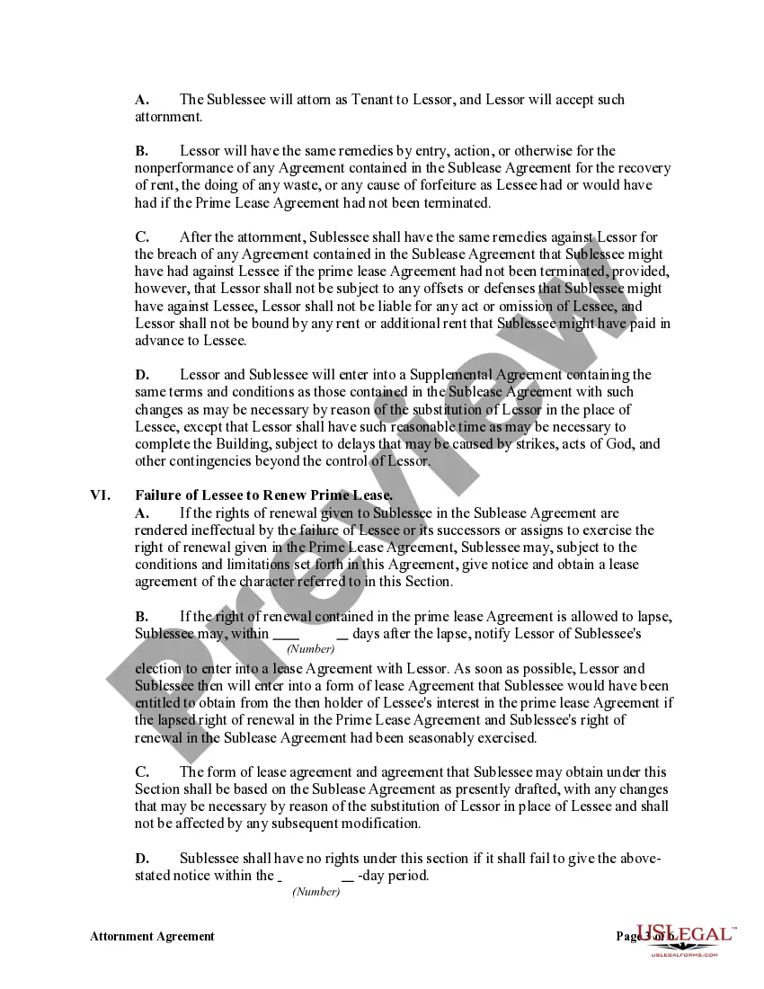 Get Attornment Agreement between Lessor and Sublessee of Lessee Preview Attornment Agreement between Lessor and Sublessee of Lessee