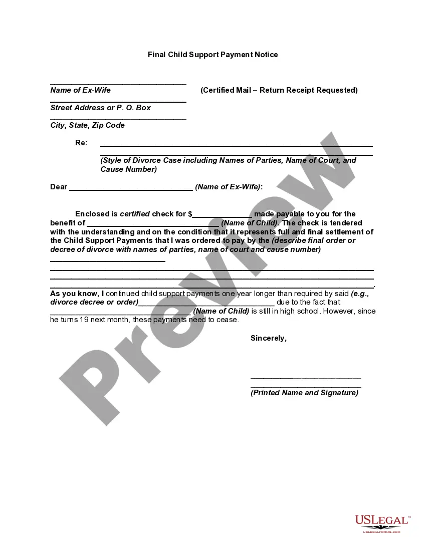 Get Final Child Support Payment Notice Preview Final Child Support Payment Notice