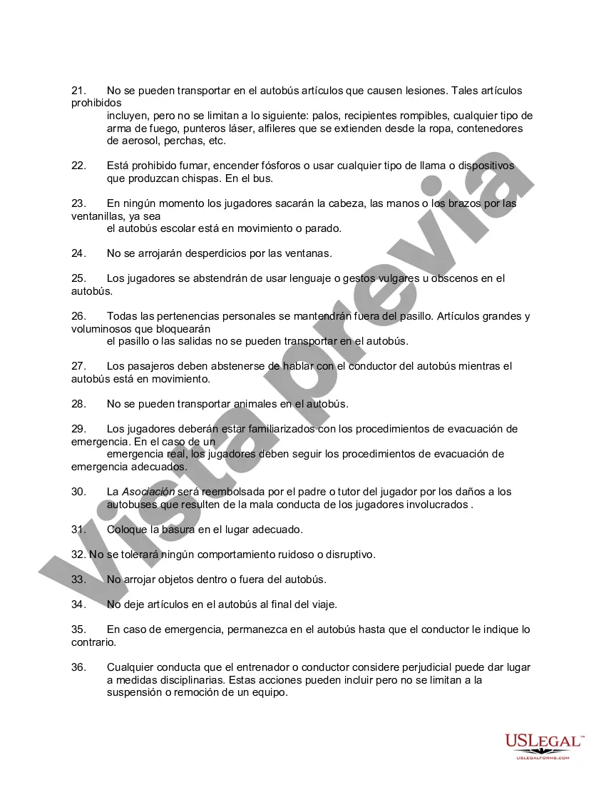 Preview Consentimiento de los padres y formulario de liberación Viaje en autobús a juegos y prácticas de hockey