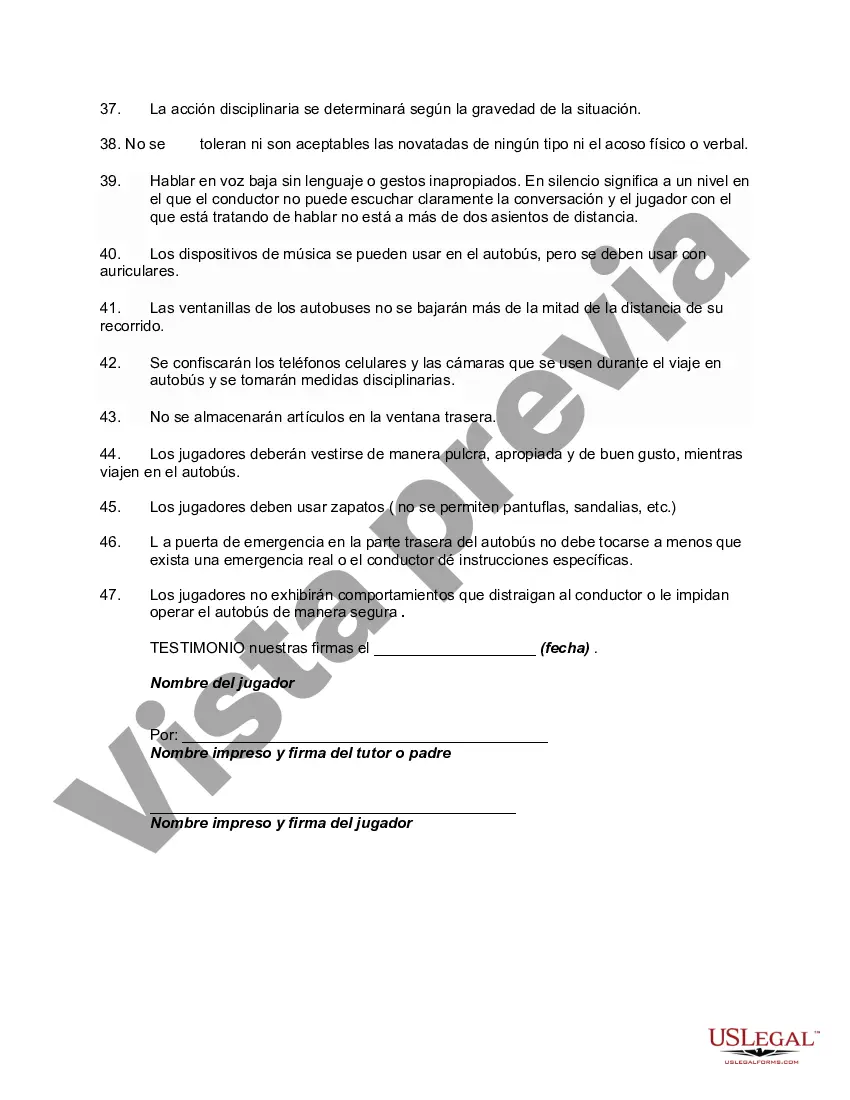 Preview Consentimiento de los padres y formulario de liberación Viaje en autobús a juegos y prácticas de hockey