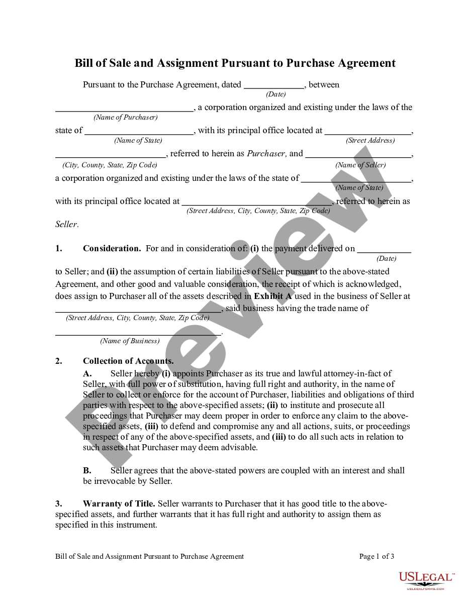 bill of sale assignment and assumption agreement