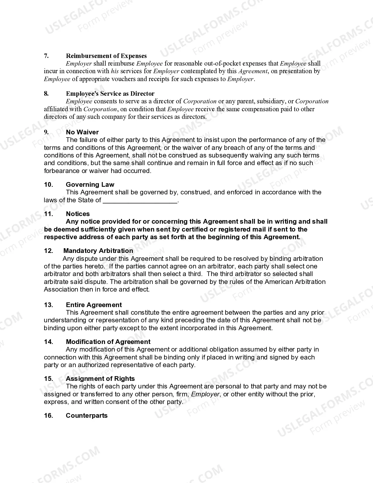 Preview Employment Contract with Executive Receiving Commission Salary Plus Common Stock With Right of Refusal to Purchase Shares of Other Shareholders in Close Corporation