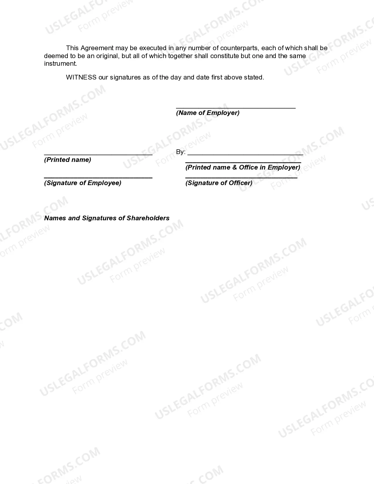 Preview Employment Contract with Executive Receiving Commission Salary Plus Common Stock With Right of Refusal to Purchase Shares of Other Shareholders in Close Corporation