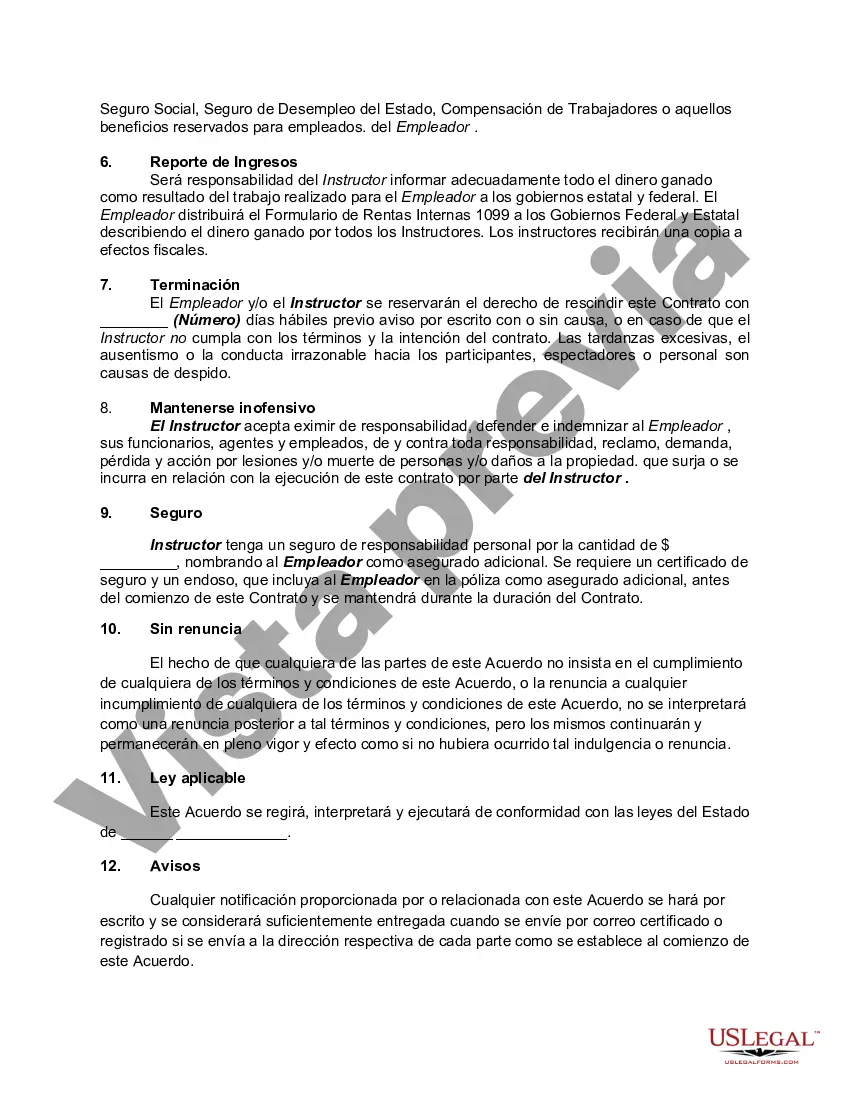 Preview Contrato con Instructor de Skateboard como Contratista Independiente Autónomo