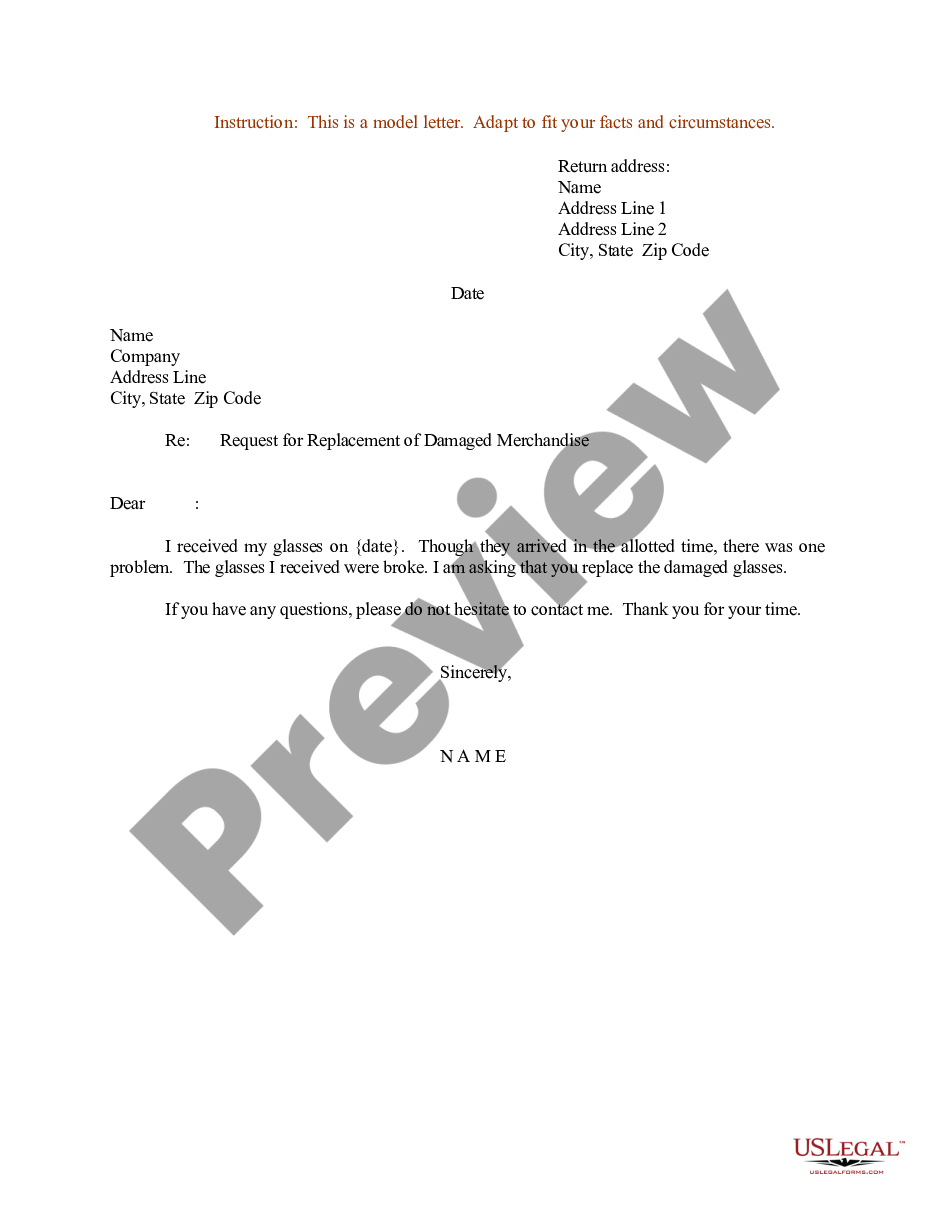 oregon-sample-letter-for-request-for-replacement-of-damaged-merchandise