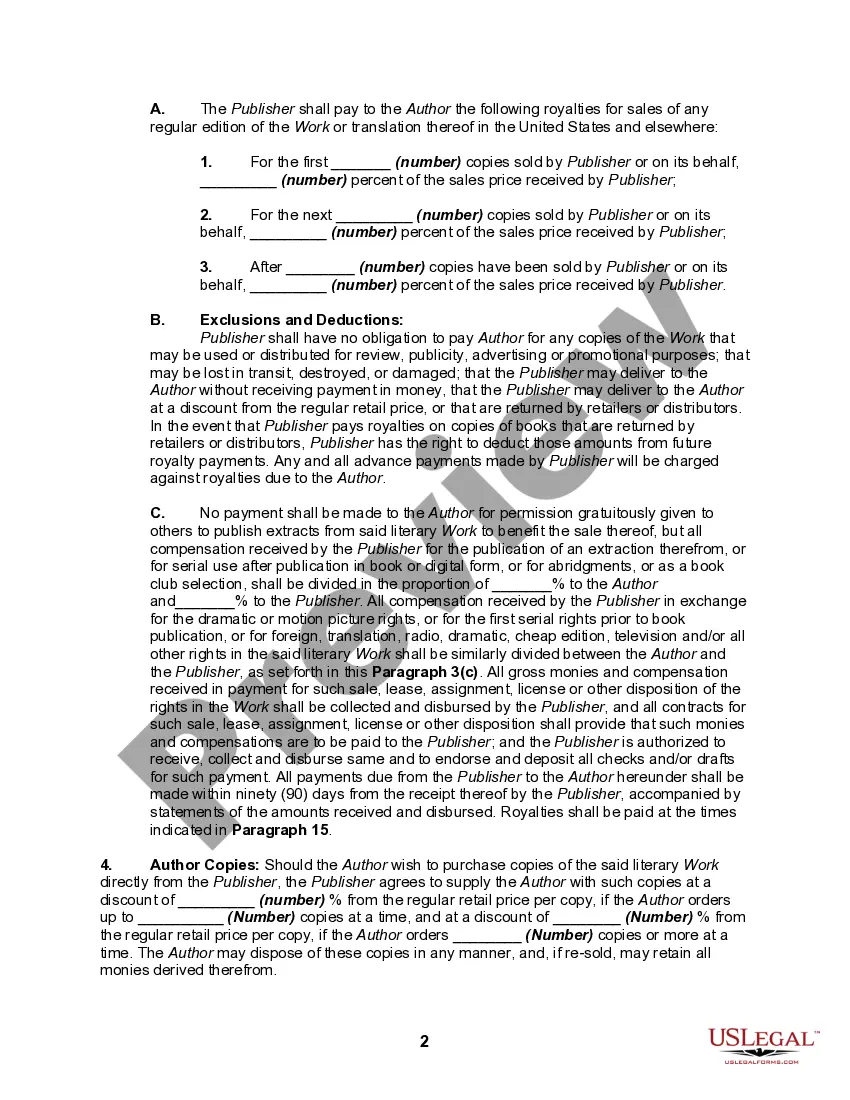 Preview Publishing Agreement with Author for Digital Publication Rights as well as Print