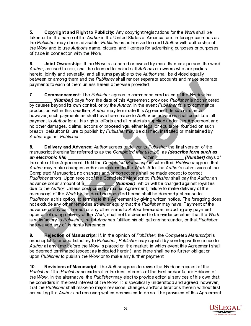 Preview Publishing Agreement with Author for Digital Publication Rights as well as Print