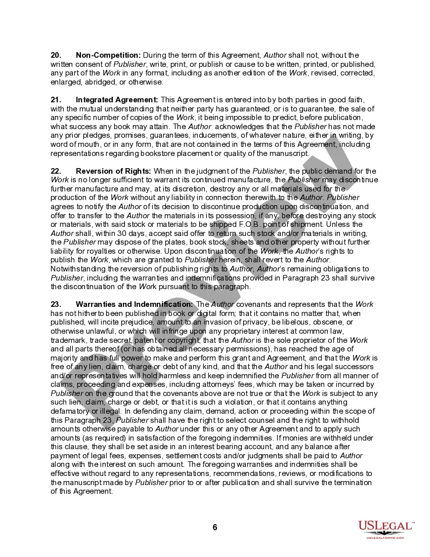 Preview Publishing Agreement with Author for Digital Publication Rights as well as Print