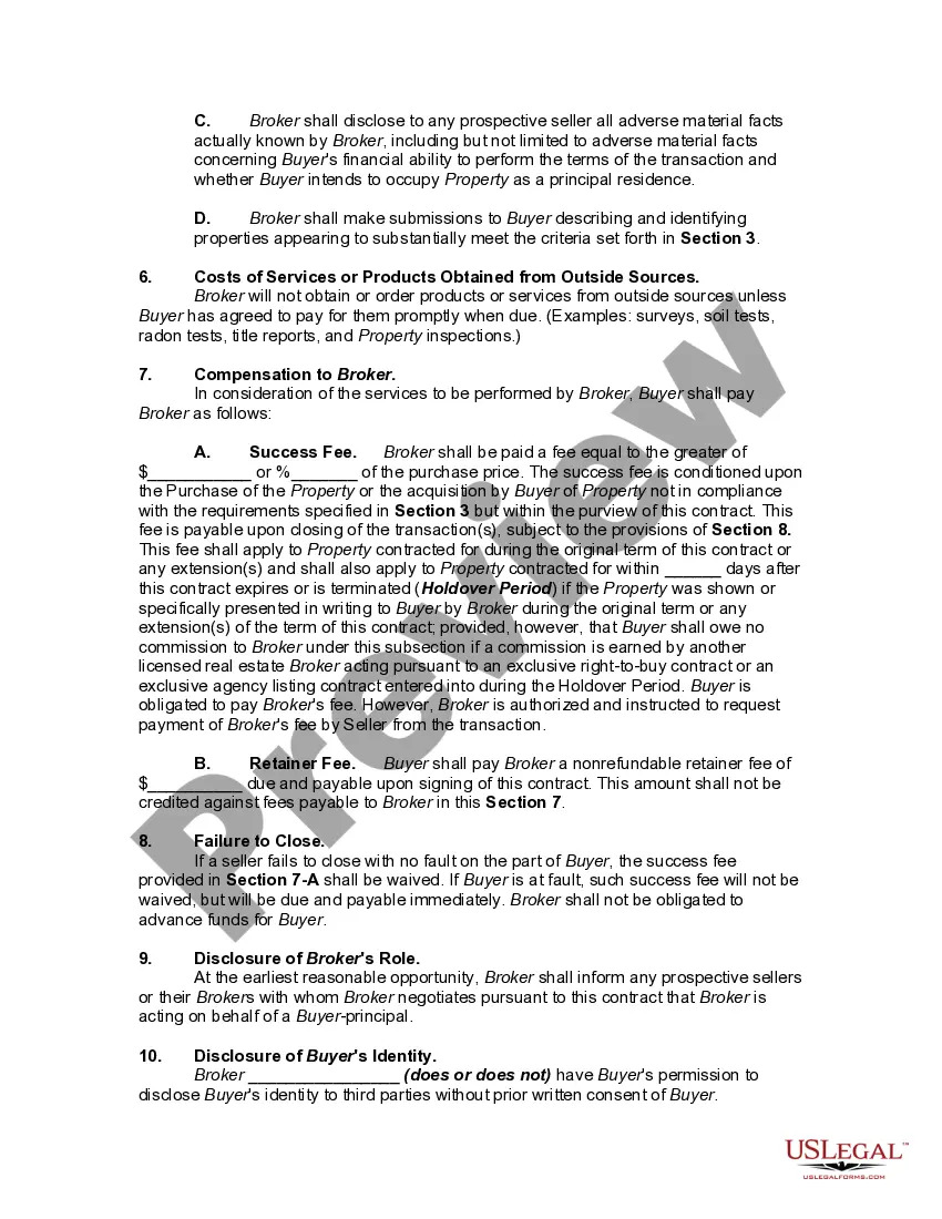 Get Contract to be Exclusive Agent or Realtor for Buyer and to Charge Fixed Rate of Commission in a Real Estate Transaction Preview Contract to be Exclusive Agent or Realtor for Buyer and to Charge Fixed Rate of Commission in a Real Estate Transaction