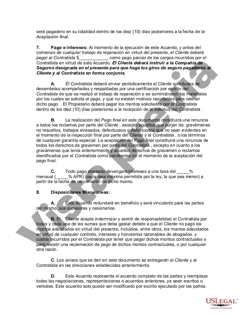 Preview Acuerdo para Reparar Daños a la Propiedad Causados por la Caída de Árboles y Cesión del Producto del Seguro