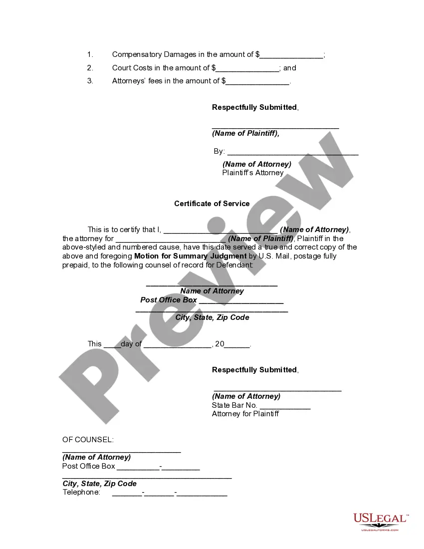 Get Motion for Summary Judgment by Plaintiff for Breach of Contract Preview Motion for Summary Judgment by Plaintiff for Breach of Contract