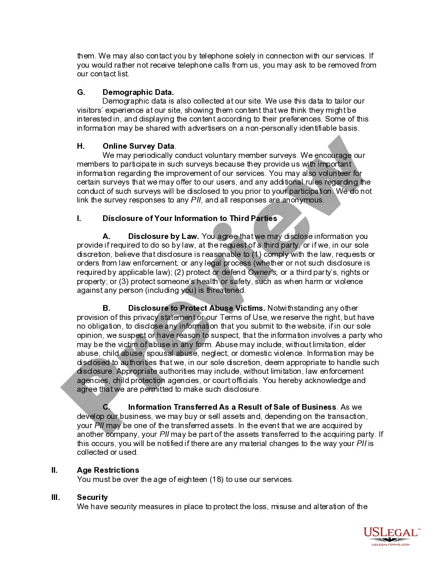Get Privacy Statement of Owner of Website Preview Privacy Statement of Owner of Website