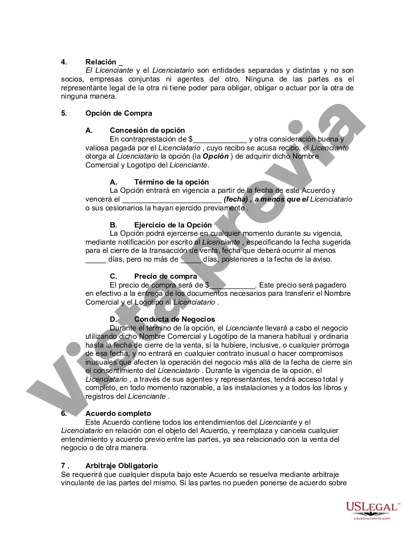 Preview Licencia de Nombre Comercial y Marca con Opción de Compra